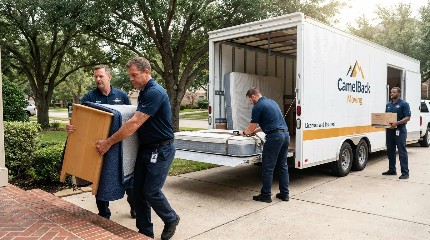 Crew loading residential truck for cross-state move from Arlington, WA